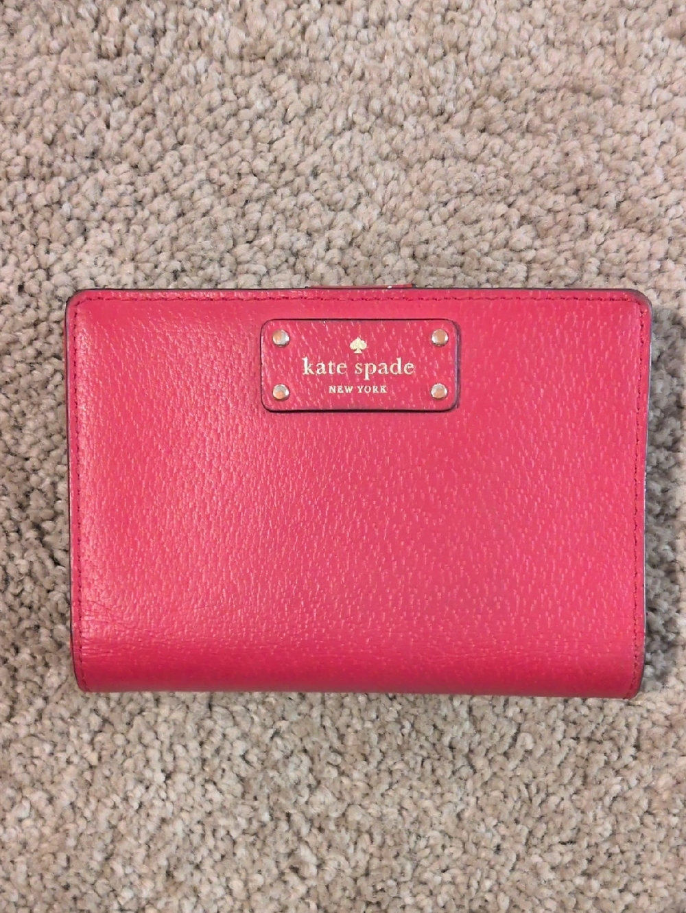 Kate Spade Red Pebbled Leather Bifold Wallet